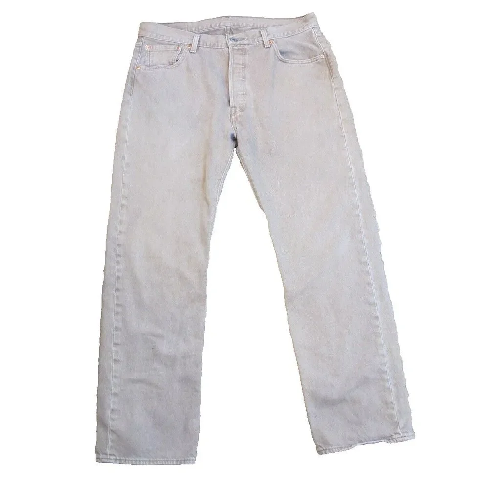 Levi's Original 501 Button Fly Jeans Men's Size 34x30 Beige Straight Leg